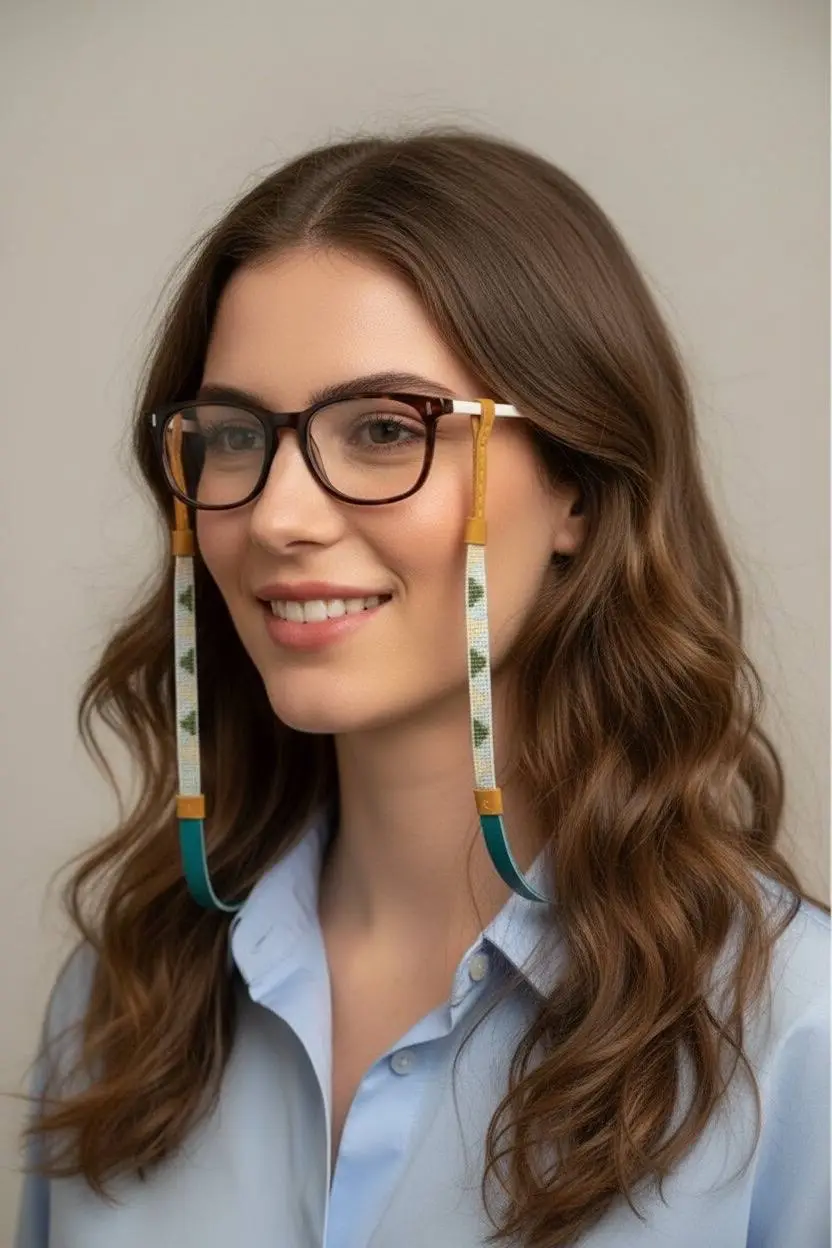 Beaded eyeglass strap